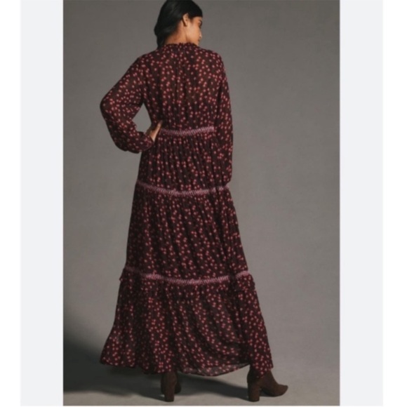 Anthropologie x Temperley London Dress Maxi Tiered in Mixed Print Sz 10 - Picture 3 of 9